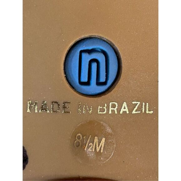 Nicole Ladies Size 8.5M Tan Brown Braided Faux Leather Flower Sandals Slide Ins - Picture 8 of 8